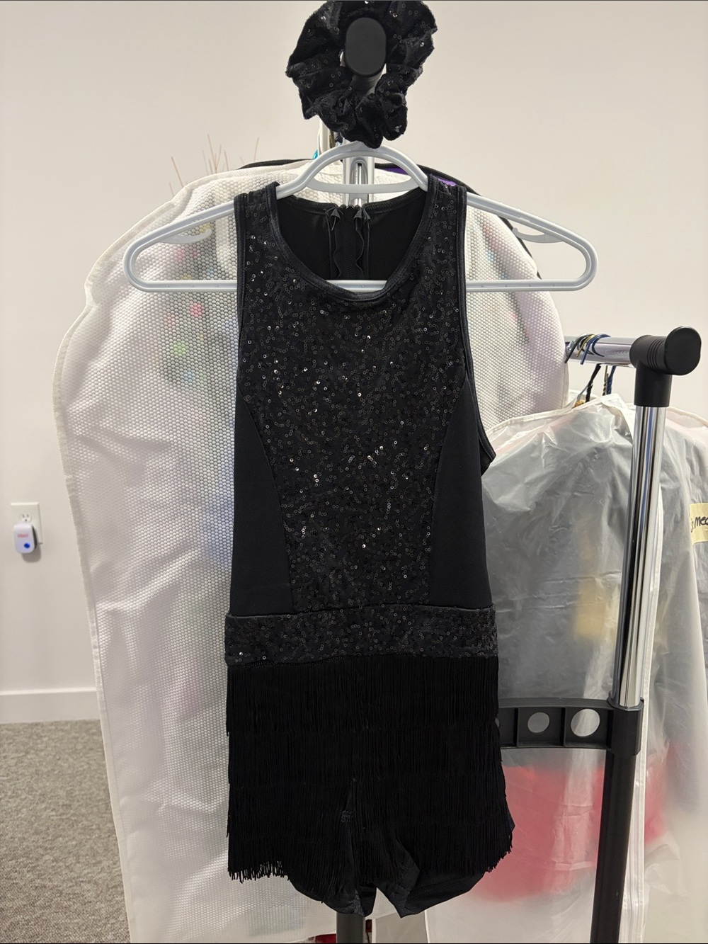 Black Sequin Fringe “Flapper” Unitard